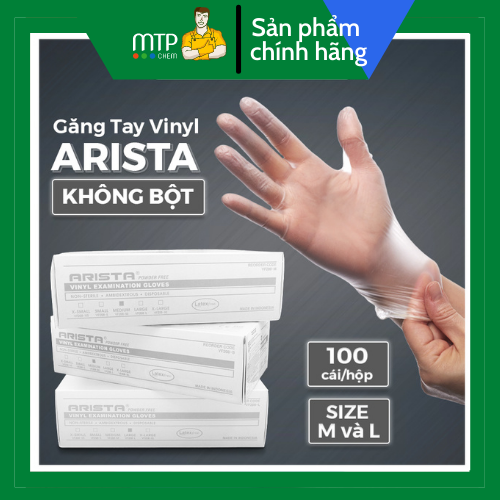 Găng Tay Vinyl Không bột ARISTA 100pcs- NK Indonesia- Đảm Bảo VSATTP